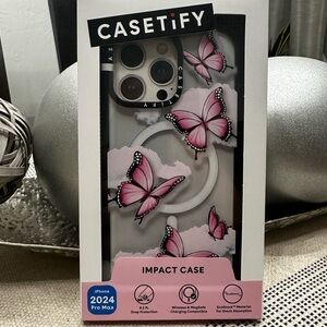 CASETiFY Pink Butterfly iPhone 16 Pro Max Impact Case